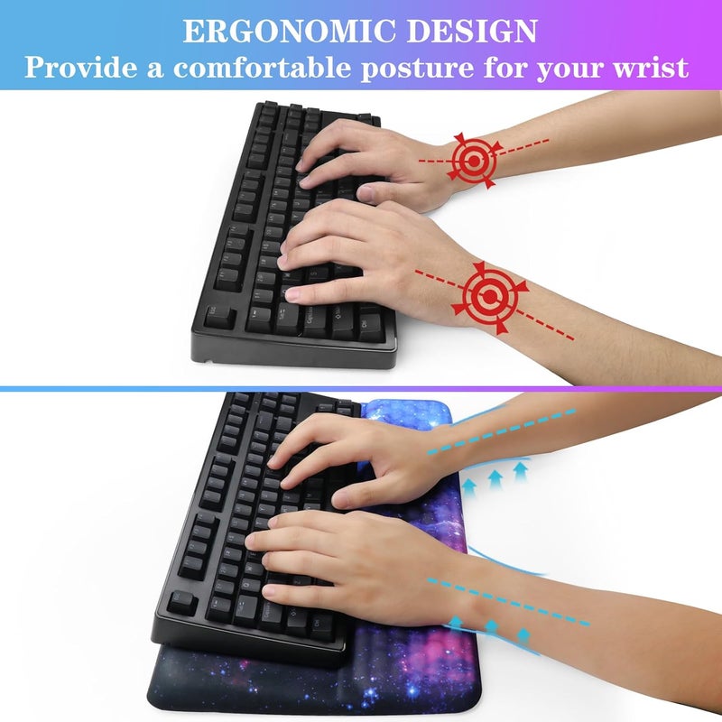 KEPUTAIER Computer Keyboard Stand with Wrist Rest, Ergonomic Tilted Keyboard Holder - Keyboard Riser with Wrist Pad - Keyboard Tray Support for Office Home - Black Starry Night - Image 3